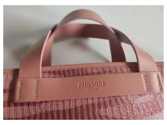 Sac cabas Missoni rose texturé - vue 6