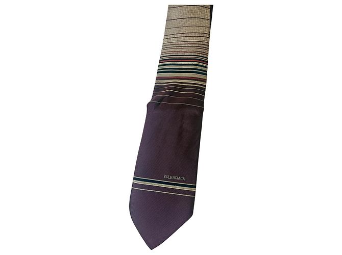 Gravata Balenciaga de seda roxa com riscas - vista 3