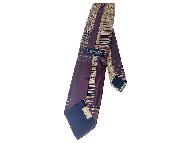 Gravata Balenciaga de seda roxa com riscas - vista 4
