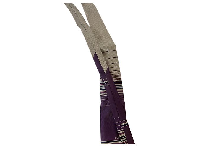Gravata Balenciaga de seda roxa com riscas - vista 5