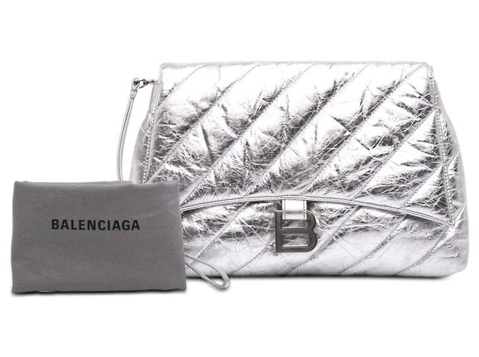 Balenciaga Silberne gesteppte Leder-Clutch - Ansicht 2