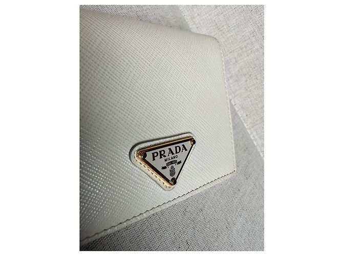 Cartera de piel Saffiano Prada Blanca - vista 8