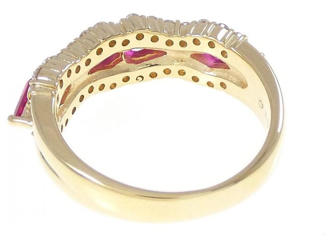 Autre Marque Crescent Vert Ring Synthetischer Rubin Au750 - Ansicht 3