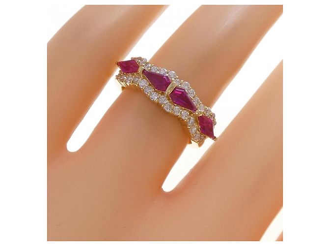 Autre Marque Crescent Vert Ring Synthetischer Rubin Au750 - Ansicht 5