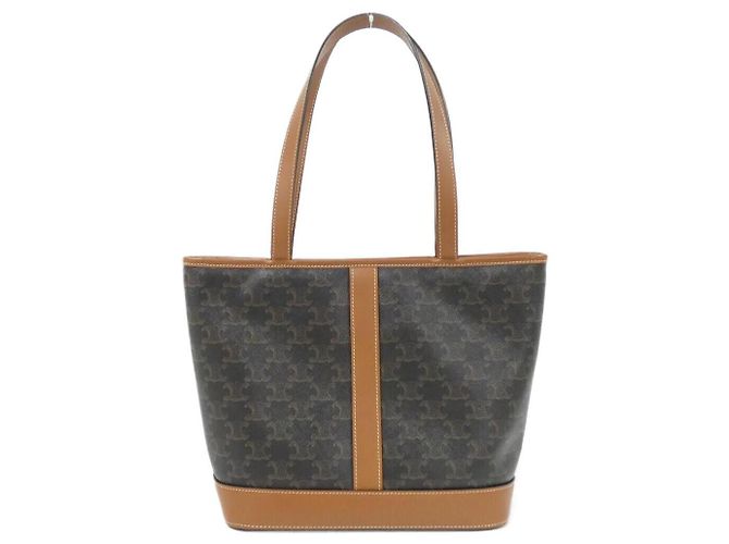 Céline Bolsa Celine Small Cabas Triomphe em tela e couro de bezerro - vista 2