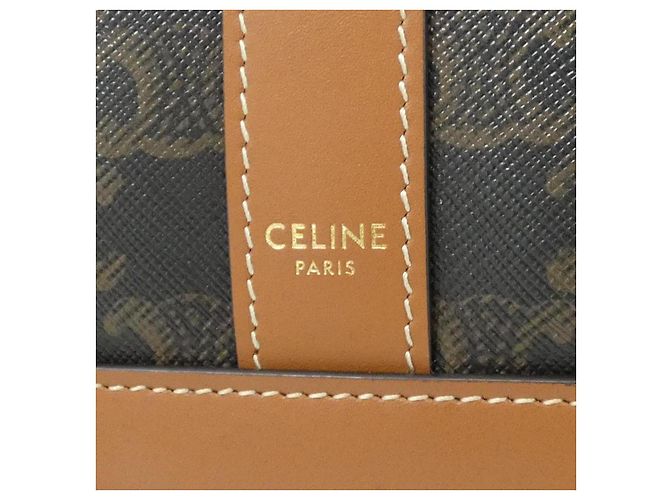 Céline Bolsa Celine Small Cabas Triomphe em tela e couro de bezerro - vista 4
