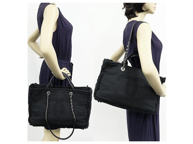 Bolso 2way Chanel Deauville de piel de becerro y algodón - vista 2