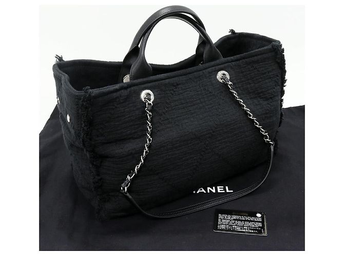 Bolso 2way Chanel Deauville de piel de becerro y algodón - vista 3