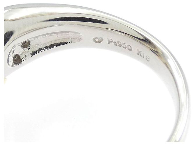 Autre Marque Crescent Vert Synthetischer Sternsaphir Platin Au750 Ring - Ansicht 4