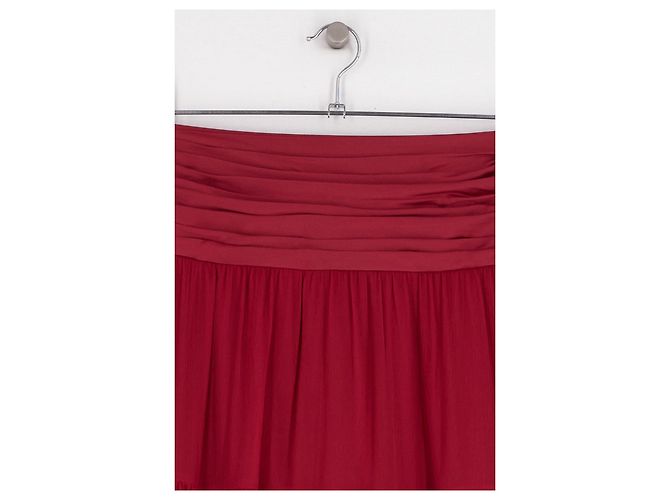 Autre Marque Falda larga acampanada de seda roja ME + EM - vista 3