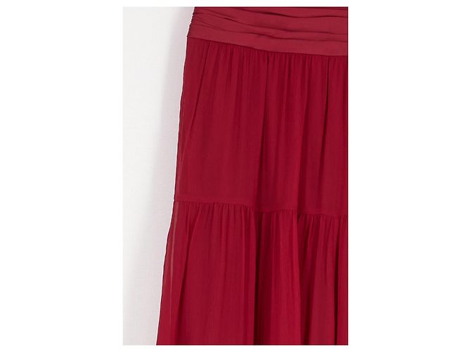Autre Marque Falda larga acampanada de seda roja ME + EM - vista 4