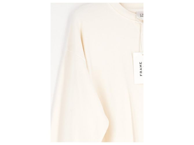 Autre Marque Felpa FRAME bianca in cotone con logo - vista 4