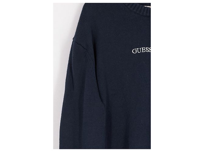 Guess Baumwollpullover in Marineblau mit Logo - Ansicht 4