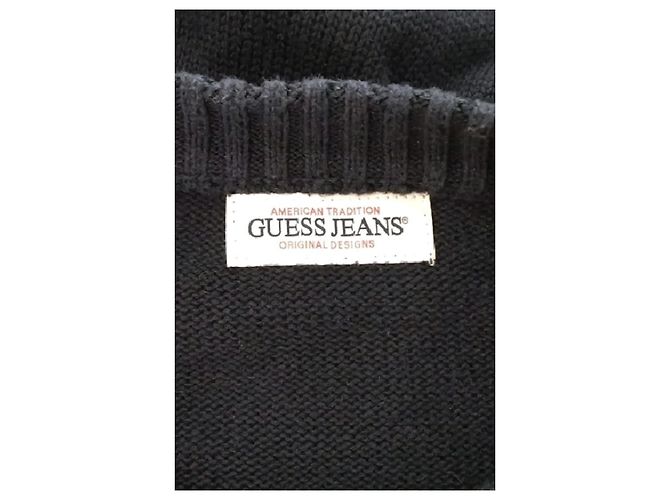 Guess Baumwollpullover in Marineblau mit Logo - Ansicht 5