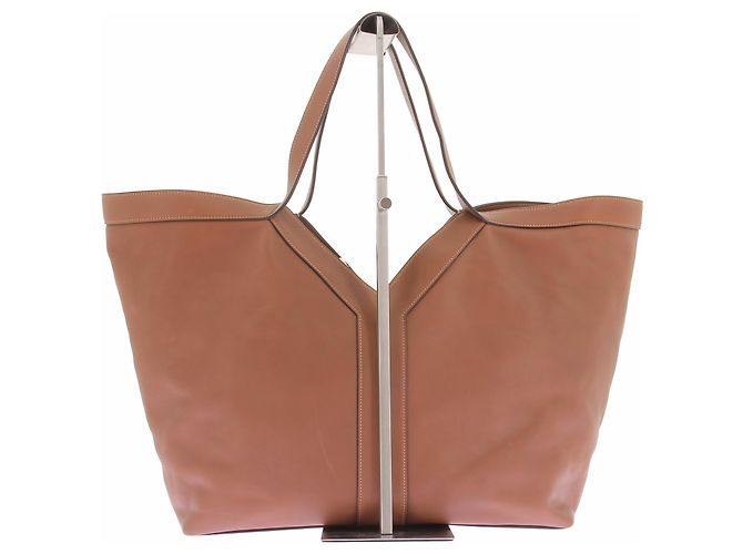 Autre Marque SAINT LAURENT Borsa tote Y in pelle marrone - vista 3