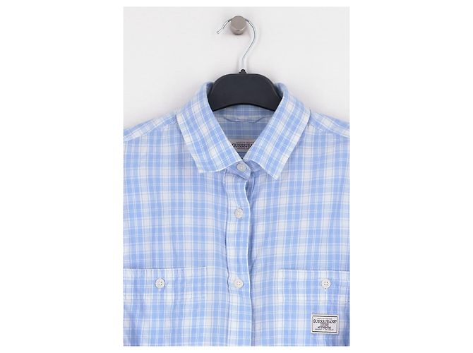 Guess Camisa de algodão azul - vista 3
