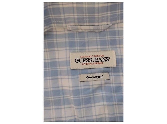 Guess Camisa de algodão azul - vista 5