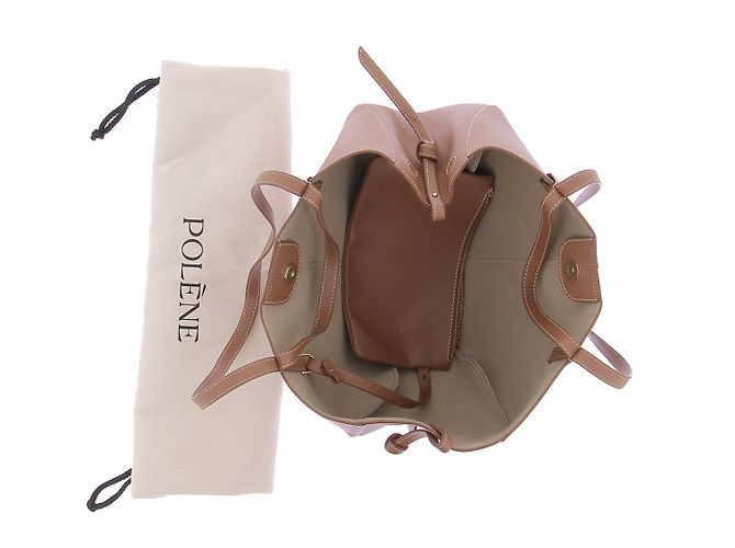 Bolso de mano Polène Cyme de piel marrón - vista 7