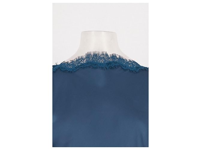 A.L.C Blue Viscose Top with Lace Detail - view 2