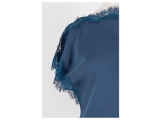 A.L.C Blue Viscose Top with Lace Detail - view 3