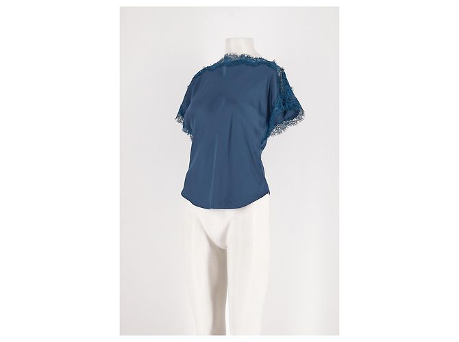 A.L.C Blue Viscose Top with Lace Detail - view 4