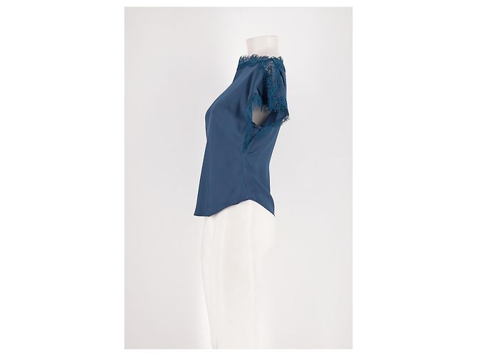 A.L.C Blue Viscose Top with Lace Detail - view 5