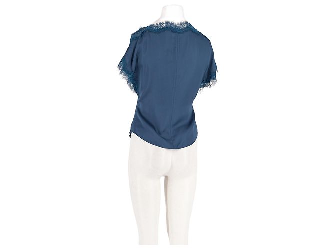 A.L.C Blue Viscose Top with Lace Detail - view 6