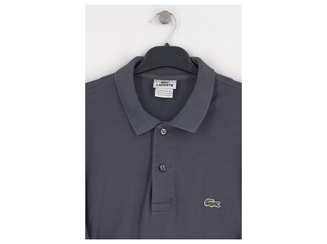 Polo Lacoste de algodão cinza de manga comprida - vista 3