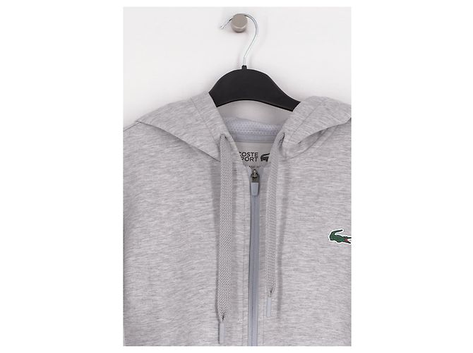 Lacoste Felpa con cappuccio e zip grigia - vista 3