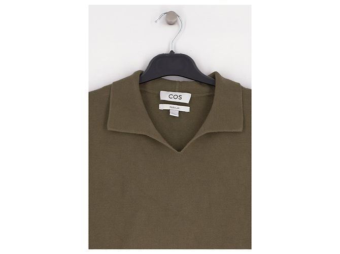 Polo a maniche corte in cotone kaki Cos - vista 3