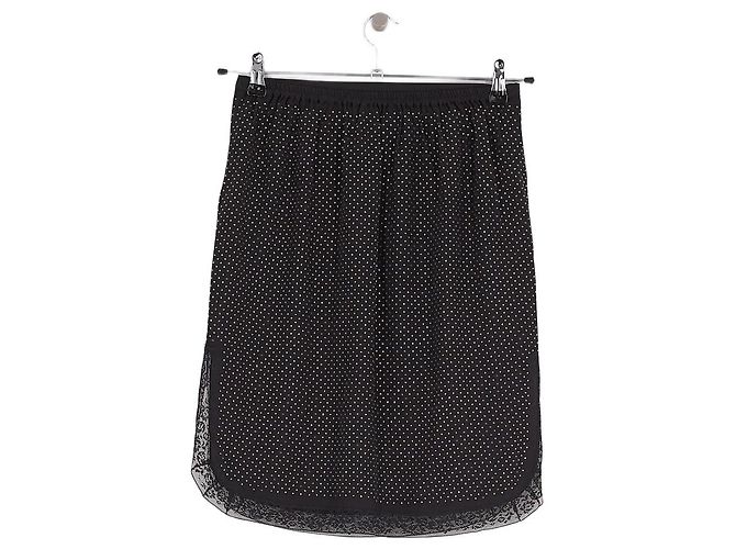 Saia reta de seda preta Zadig & Voltaire com strass e renda - vista 2
