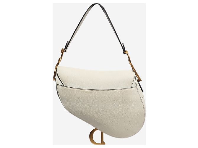 Dior Saddle Bag 2011 aus genarbtem Kalbsleder in Creme - Ansicht 3