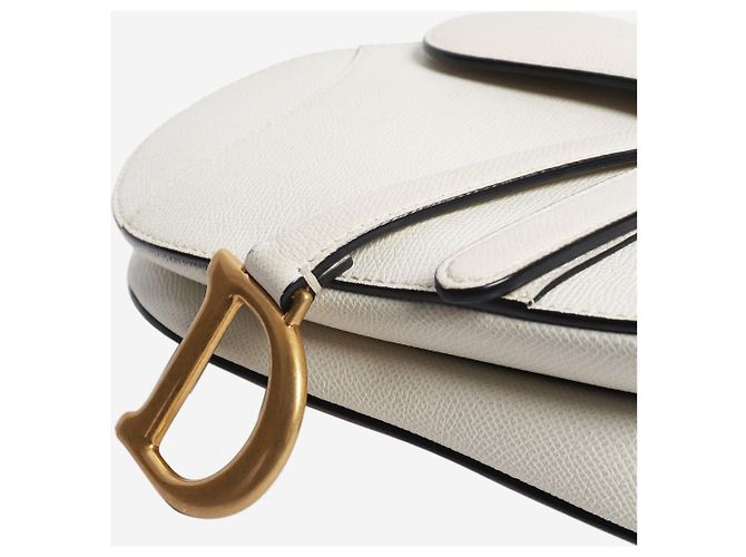 Dior Saddle Bag 2011 aus genarbtem Kalbsleder in Creme - Ansicht 4