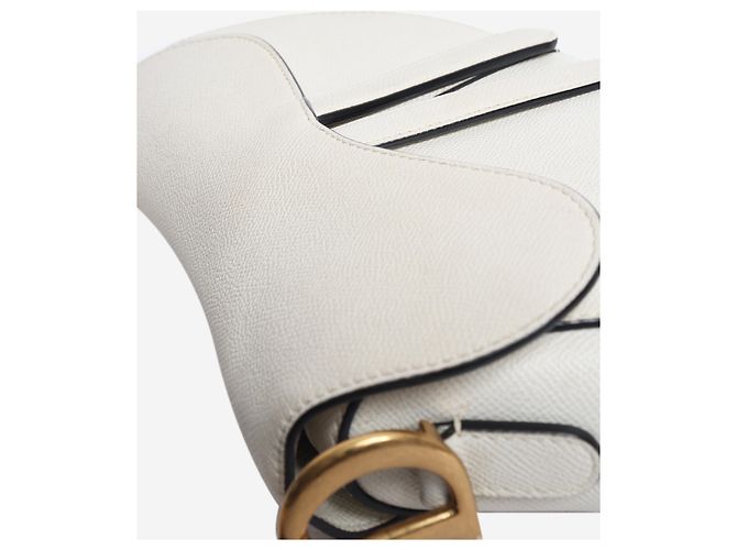Dior Saddle Bag 2011 aus genarbtem Kalbsleder in Creme - Ansicht 9