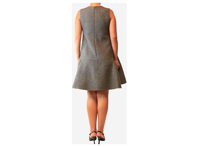 Christian Dior Conjunto de vestido y abrigo de dos piezas en lana gris - size UK 8 - vista 2