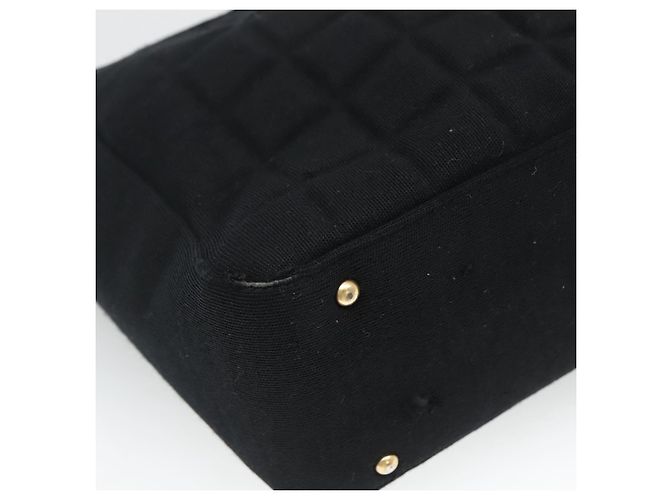 CHANEL Choco Bar Linie Schultertasche Canvas Schwarz CC - Ansicht 16