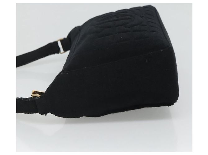 CHANEL Choco Bar Linie Schultertasche Canvas Schwarz CC - Ansicht 3