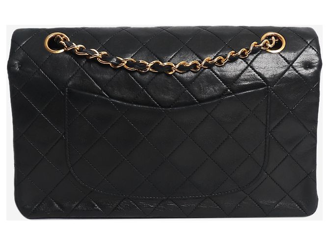 Chanel Borsa Classic Double Flap 1989 medium in pelle d'agnello nera - vista 4
