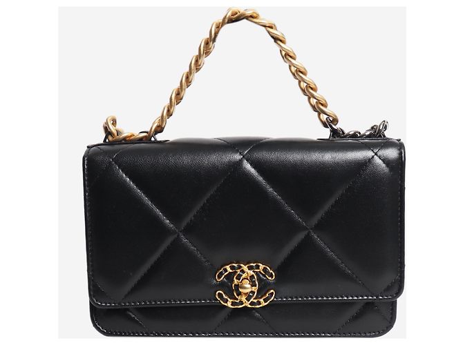 Wallet On Chain Chanel Carteira com Corrente 19 Turnlock Preta - vista 3