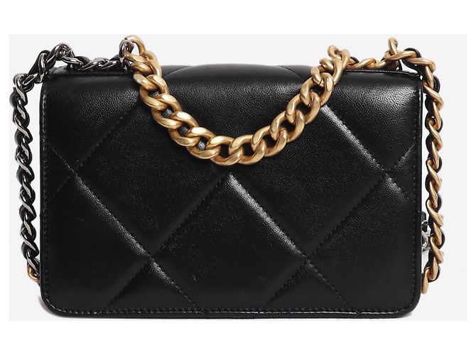 Wallet On Chain Chanel Carteira com Corrente 19 Turnlock Preta - vista 4