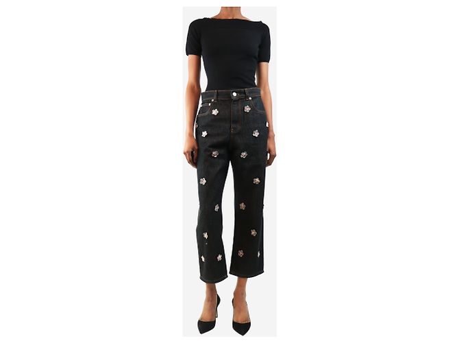 Marni Vaqueros negros adornados con flores - size UK 6 - vista 2
