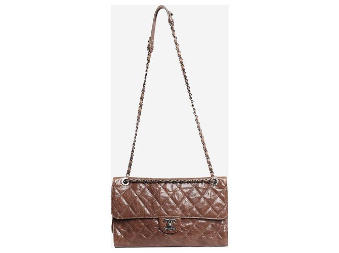 Chanel Braune 2013 Jumbo Caviar-gesteppte Schultertasche mit Kette - Ansicht 2