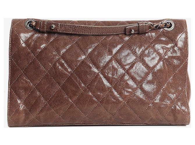 Chanel Braune 2013 Jumbo Caviar-gesteppte Schultertasche mit Kette - Ansicht 3