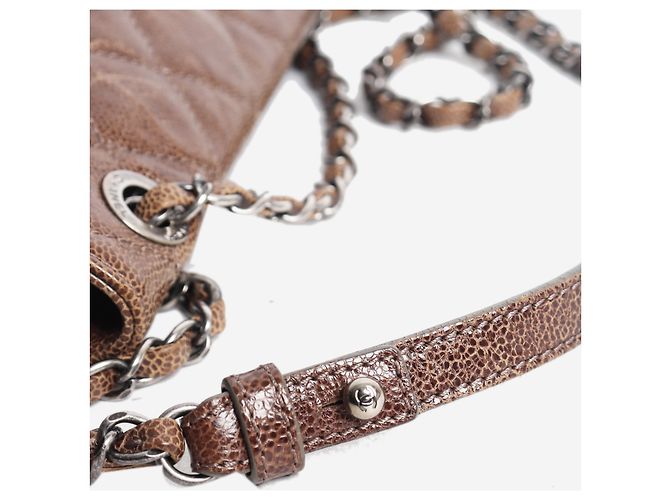 Chanel Braune 2013 Jumbo Caviar-gesteppte Schultertasche mit Kette - Ansicht 5