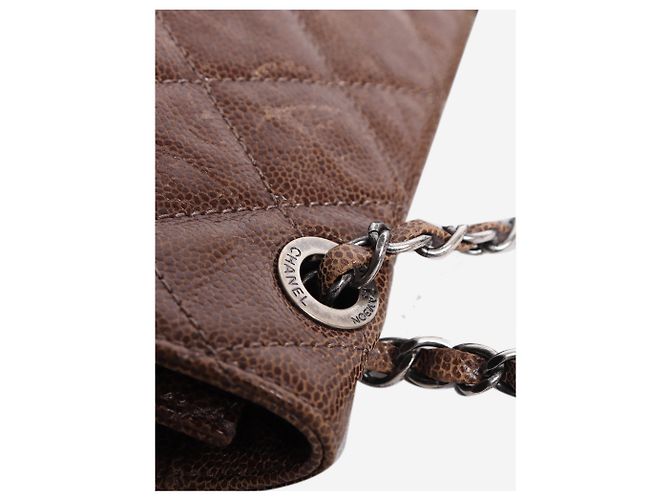 Chanel Braune 2013 Jumbo Caviar-gesteppte Schultertasche mit Kette - Ansicht 6