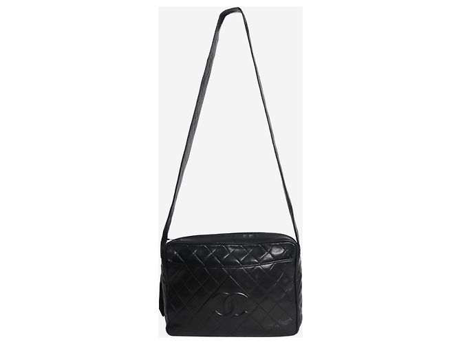 Chanel Schultertasche Vintage 1991 aus gestepptem Lammleder mit Quaste, schwarz - Ansicht 2