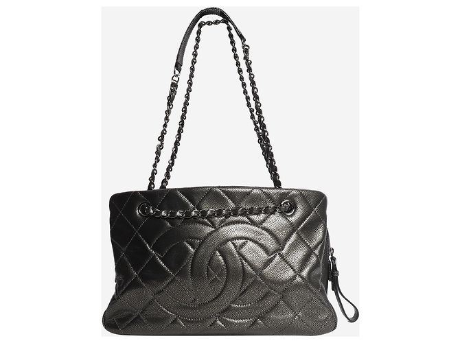 Chanel Saco tote GST 2011 em couro matelassé caviar Pewter - vista 2