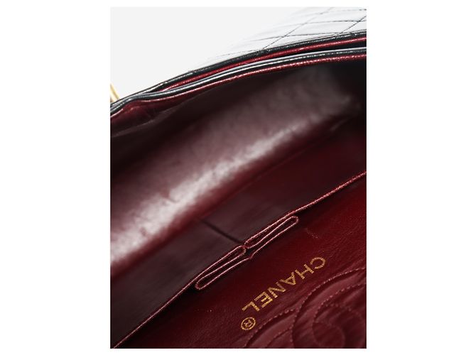 Chanel Borsa Classic Double Flap piccola 1989 in pelle d'agnello nera - vista 10