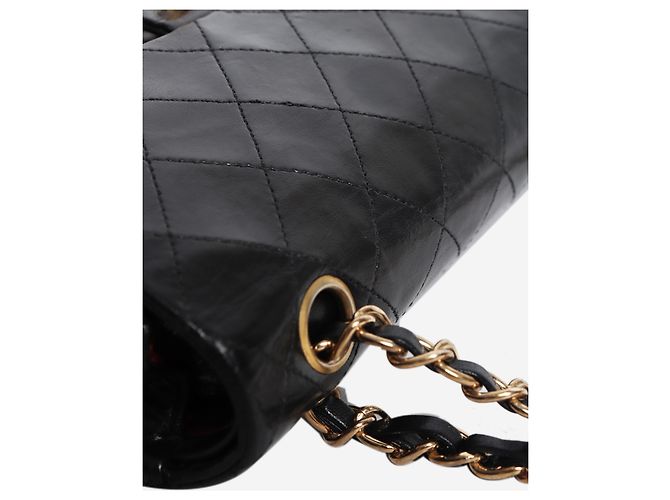 Chanel Borsa Classic Double Flap piccola 1989 in pelle d'agnello nera - vista 6