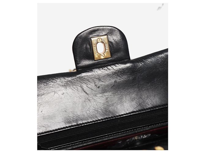 Chanel Borsa Classic Double Flap piccola 1989 in pelle d'agnello nera - vista 8